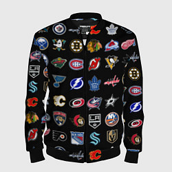 Бомбер мужской Команды НХЛ на черном фоне, цвет: 3D-черный