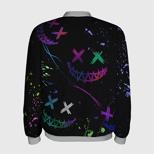 Мужской бомбер Неновые краски - лица крипи смайл / 3D-Меланж – фото 2