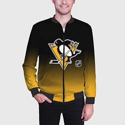 Бомбер мужской Питтсбург Пингвинз - градиент, цвет: 3D-черный — фото 2