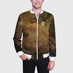 Бомбер мужской Абстракция - dark pink paint spill, цвет: 3D-белый — фото 2