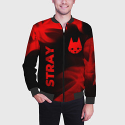 Бомбер мужской Stray - red gradient вертикально, цвет: 3D-черный — фото 2