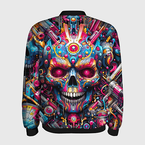 Мужской бомбер Art cyber skull - ai art fantasy / 3D-Черный – фото 2