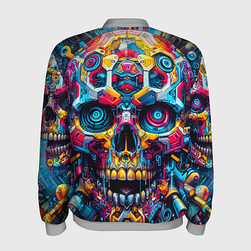 Мужской бомбер Кибер череп - нейроарт паттерн / 3D-Меланж – фото 2