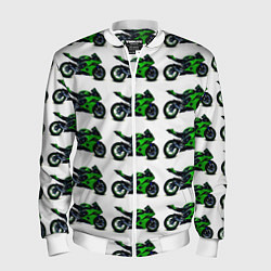 Бомбер мужской Motorbike green, цвет: 3D-белый