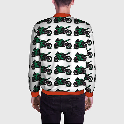 Мужской бомбер Motorbike dark green / 3D-Красный – фото 4
