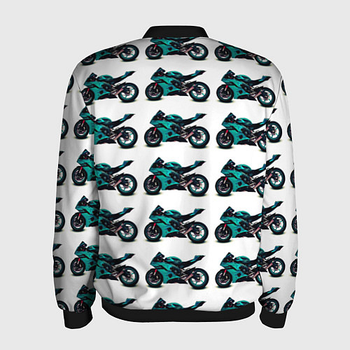 Мужской бомбер Motorbike light blue / 3D-Черный – фото 2