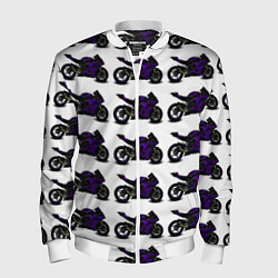 Бомбер мужской The motorcycle is dark purple, цвет: 3D-белый