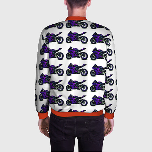 Мужской бомбер Motorcycle purple gloss / 3D-Красный – фото 4