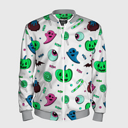 Мужской бомбер Halloween light green pumpkin - паттерн