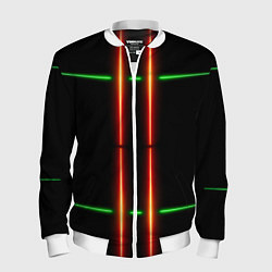 Мужской бомбер Neon green black red line