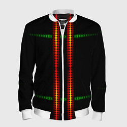Бомбер мужской Neon black green circles, цвет: 3D-белый