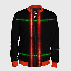 Мужской бомбер Color black green red lines