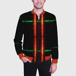 Бомбер мужской Color black green red lines, цвет: 3D-красный — фото 2