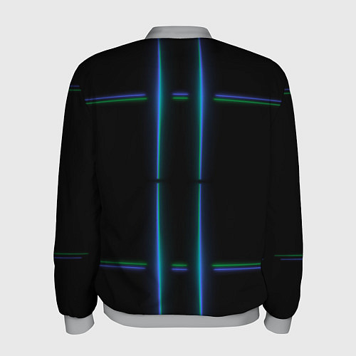 Мужской бомбер Color black green blue lines / 3D-Меланж – фото 2