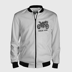 Бомбер мужской Ninja light grey background of sport bike, цвет: 3D-черный