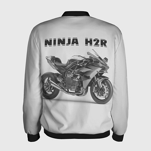 Мужской бомбер Ninja light grey background of sport bike / 3D-Черный – фото 2