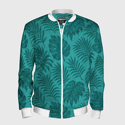Бомбер мужской Тропические листья - паттерн, цвет: 3D-белый