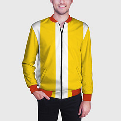 Бомбер мужской Color yellow white line, цвет: 3D-красный — фото 2