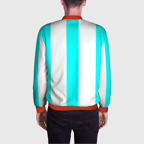 Мужской бомбер Color light blue white lines / 3D-Красный – фото 4