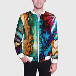 Бомбер мужской Разноцветный узор, цвет: 3D-белый — фото 2