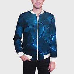Бомбер мужской Неоновые плиты с камуфляжем, цвет: 3D-белый — фото 2
