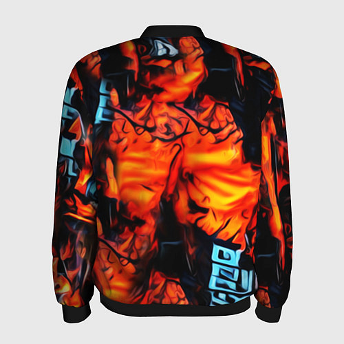Мужской бомбер Абстрактная текстура рыжего пламени / 3D-Черный – фото 2