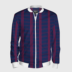 Бомбер мужской Color blue cage pink stripes, цвет: 3D-белый