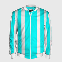 Бомбер мужской Color blue white stripes, цвет: 3D-белый