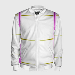 Бомбер мужской Color white pink yellow stripes, цвет: 3D-белый
