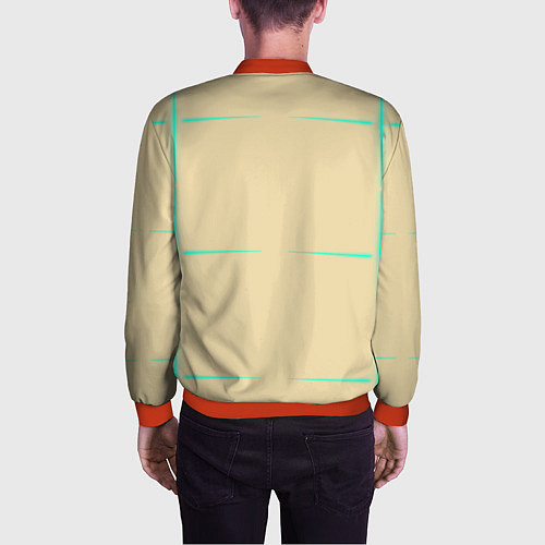Мужской бомбер Color beige green stripes / 3D-Красный – фото 4
