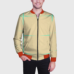 Бомбер мужской Color beige green stripes, цвет: 3D-красный — фото 2