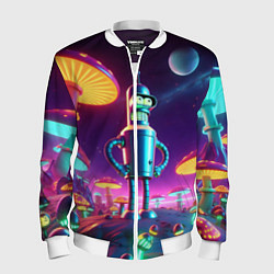 Бомбер мужской Ночёвка Бендера на планете светящихся гигантских г, цвет: 3D-белый