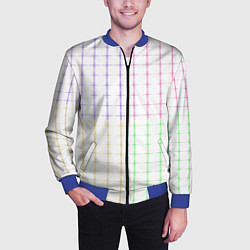 Бомбер мужской Color white multicolored stripes, цвет: 3D-синий — фото 2