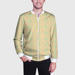 Бомбер мужской Color beige green crosses, цвет: 3D-белый — фото 2