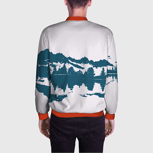 Мужской бомбер Лес и озеро / 3D-Красный – фото 4