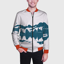 Бомбер мужской Лес и озеро, цвет: 3D-красный — фото 2