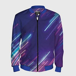 Бомбер мужской Абстракция бело синие красные полосы, цвет: 3D-синий