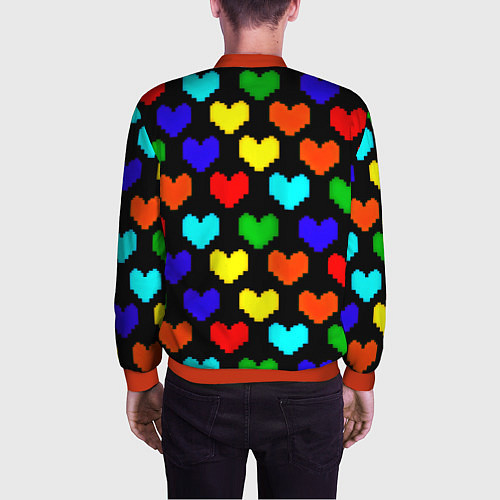 Мужской бомбер Doom love pixel pattern / 3D-Красный – фото 4