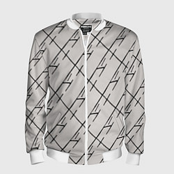 Бомбер мужской Три буквы: паттерн на бежевом, цвет: 3D-белый