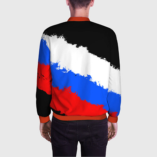 Мужской бомбер Федерация бокса России - триколор / 3D-Красный – фото 4