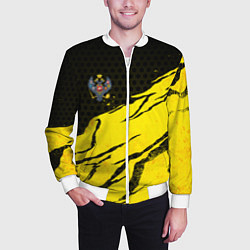 Бомбер мужской Российская империя - Желтые потертости, цвет: 3D-белый — фото 2