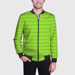 Бомбер мужской Зеленый неоновый узор арт деко, цвет: 3D-черный — фото 2