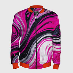Бомбер мужской Розово белая абстракция, цвет: 3D-красный
