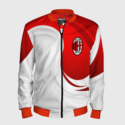 Бомбер мужской ФК Милан - белый и красный, цвет: 3D-красный