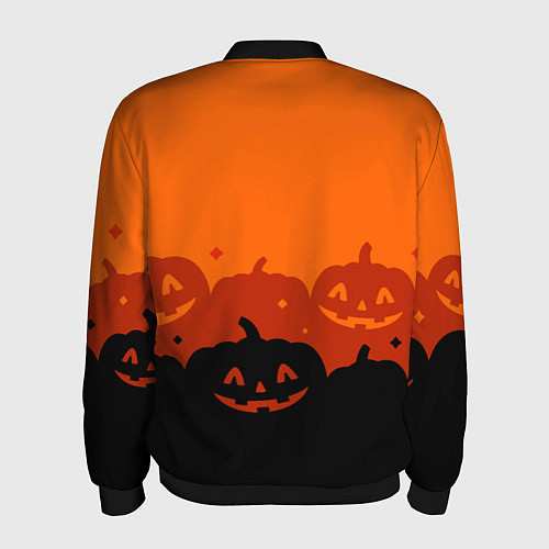 Мужской бомбер Хэллоуин счастливые тыквы / 3D-Черный – фото 2
