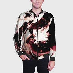 Бомбер мужской Чёрно-красный абстракция волна, цвет: 3D-черный — фото 2