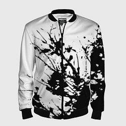 Бомбер мужской Чёрная взрывная краска на белом, цвет: 3D-черный
