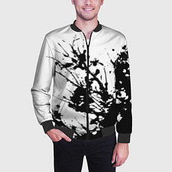Бомбер мужской Чёрная взрывная краска на белом, цвет: 3D-черный — фото 2