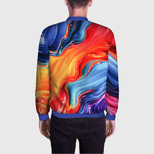 Мужской бомбер Красно-синие масляные краски смешение абстракция / 3D-Синий – фото 4