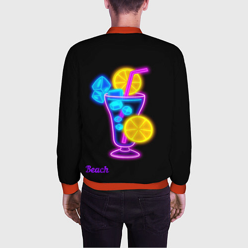 Мужской бомбер Night beach / 3D-Красный – фото 4